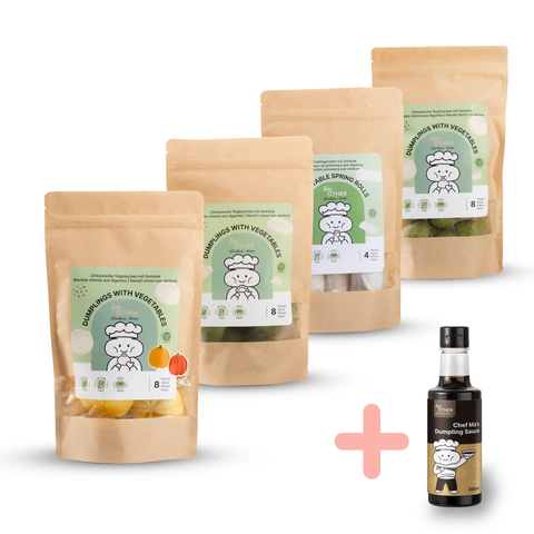 Vegan-Bundle Herbst Edition – 28 Stück glutenfreie Dumplings & Frühlingsrollen